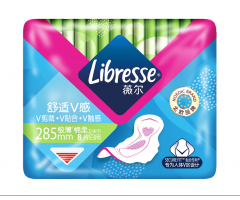 Libresse薇尔舒适V感285加长日用8片极薄棉柔卫生巾